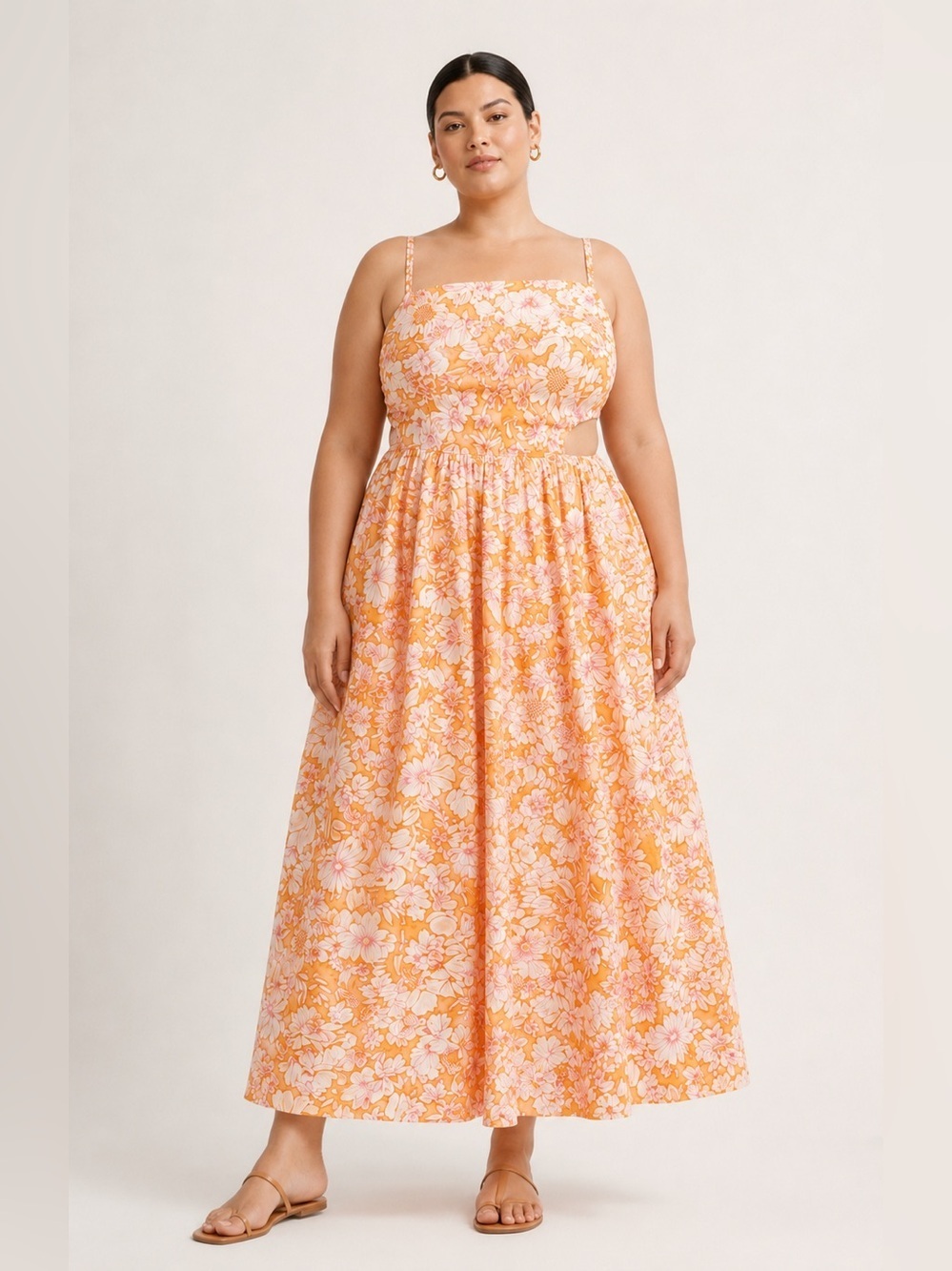 J. Crew Collection cotton poplin orange yellow & white floral maxi dress. 20